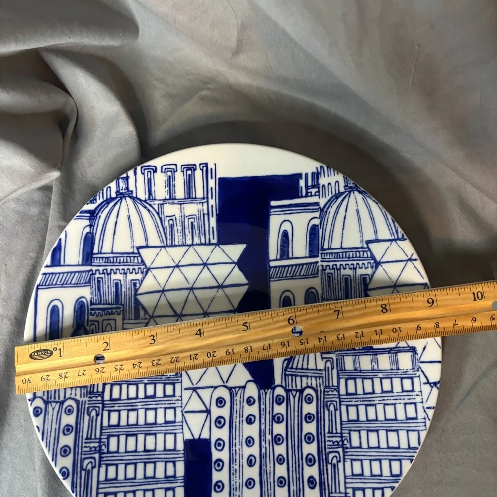 West Elm Collector’s Editions by Sam Kalda Urban Blue & White Ceramic Plate